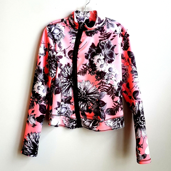 Activewear, assymetrical floral zip jacket - Picture 1 of 5